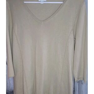 Women's J. Jill Sweater sz Small Beige/ Tan V-Neck Knit Pullover Balletcore, EUC